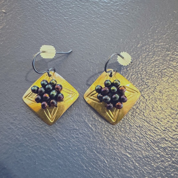 Neo-Chrome Decorative Drop Earrings—Signed by Artist - Picture 3 of 8